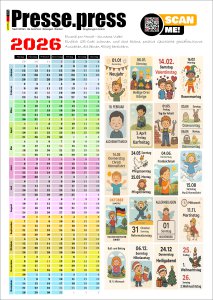 Presse.press Kinderkalender 2026 – Zum Staunen, Lachen & Lernen!